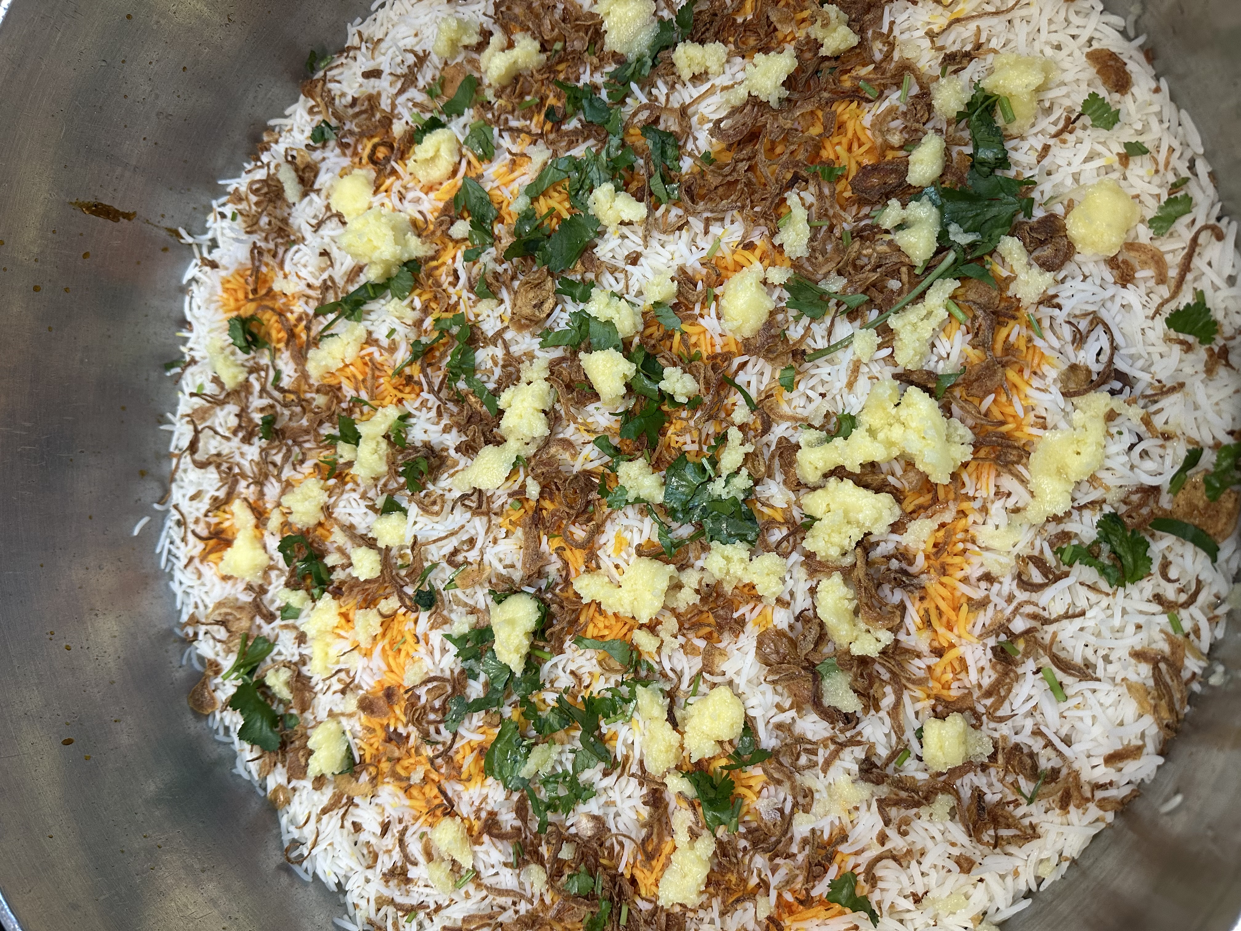 Event catering platter with lamb and vegetables